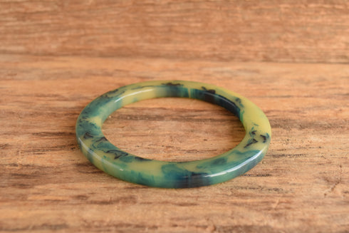 Blue Custard Marbled Bakelite Bangle